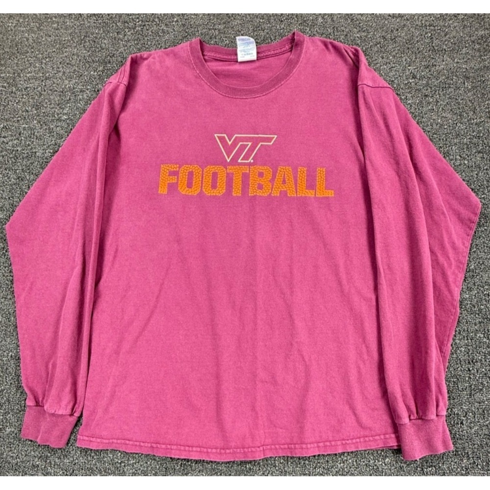 VT Virginia Tech Football Maroon Effect 2010 Long Sleeve T Shirt Large